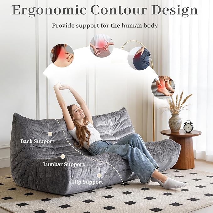 Bean Bag Chair, 3 Seater Fireside Chair, Giant Bean Bag Chairs