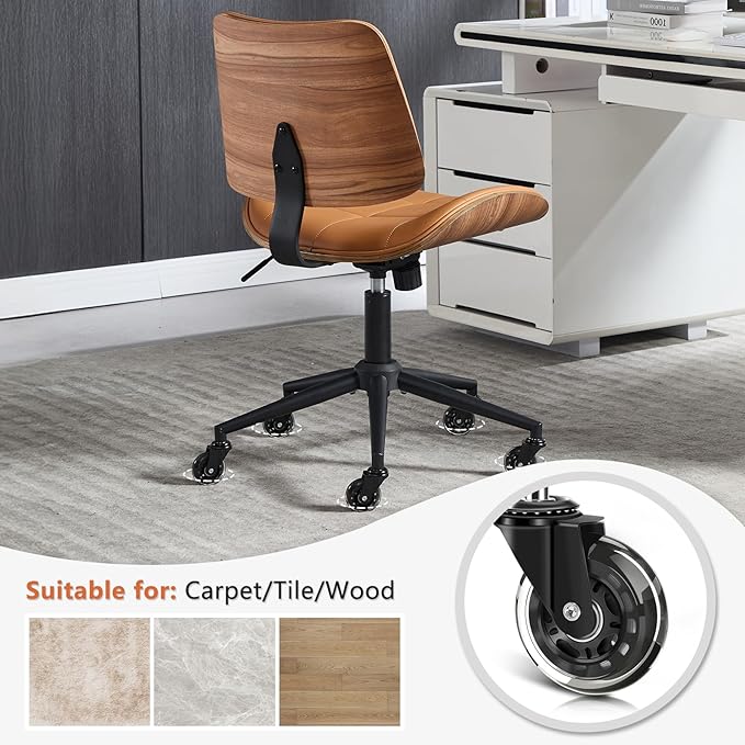 Home Office Desk Chair with Wheels, Adjustable Height Armless Office Chair