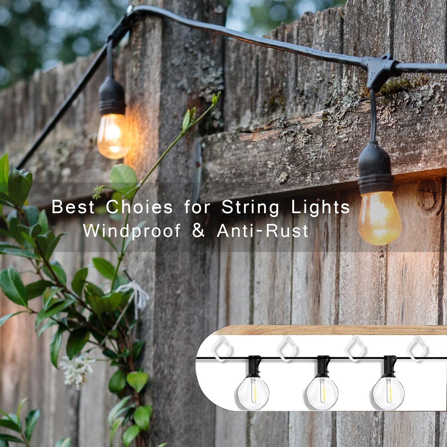 Ticway 20 PCS Q-Hanger Hooks for String Lights, Ceiling Hooks for Hanging Plants, Wind Chimes, Bird Feeders, Lanterns, Christmas Decorations (Square Hanger)