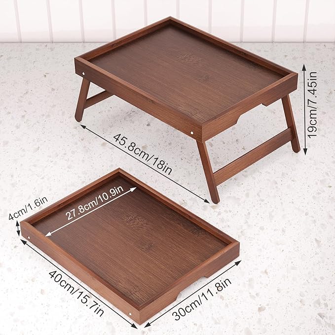 Fibogollo 4 Pack Bamboo Bed Tray Table
