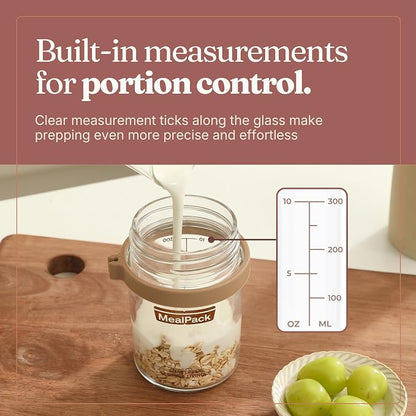 Overnight Oats Containers with Lids and Spoons – 17oz Glass Jars for Yogurt, Chia Pudding & Meal Prep – Leakproof Airtight Mason Jar Set – Portable Breakfast Food Storage with Cleaning Brush