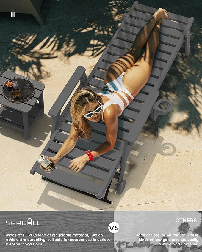 SERWALL Patio Chaise Lounge Chair Set of 2