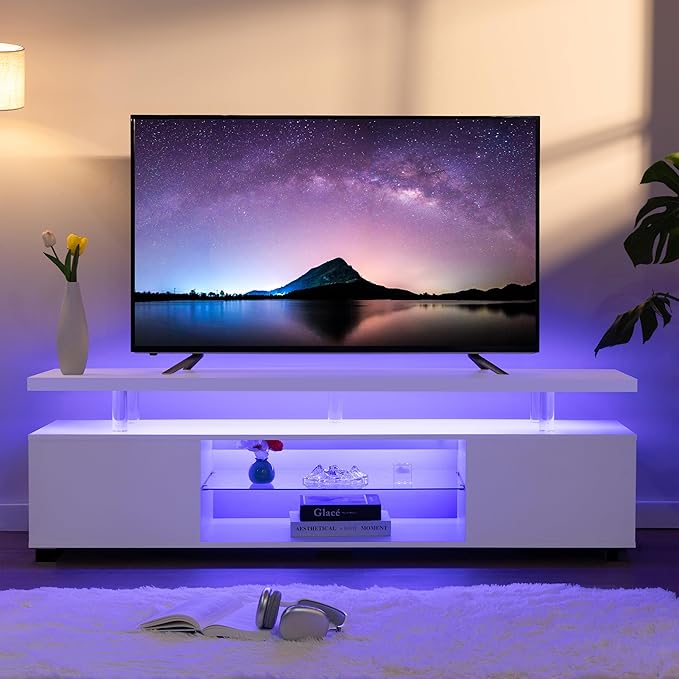 Cubehom TV Stand for 75+ inch TV, LED TV Stands for Living Room, Long