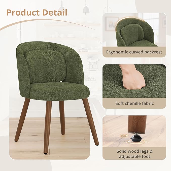 LUE BONA Dining Chairs Set of 6, Modern Upholstered Kitchen Chairs