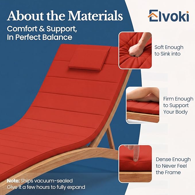 Quilted Chaise Lounge Outdoor Patio Furniture Cushions | Water-Resistant Patio