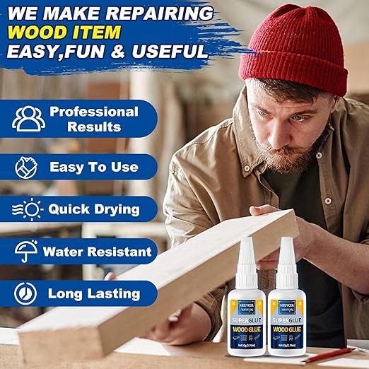 Meuvcol Extra Strong Wood Glue, 100g Fast Drying Clear Wood Adhesive