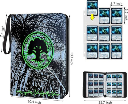 9 Pocket Card Binder, 720 Double Sided Pocket Trading Card Binder, Premium PU Card Collector Album,Card Folder for MTG/YGO/PTCG/Game Cards(Green)