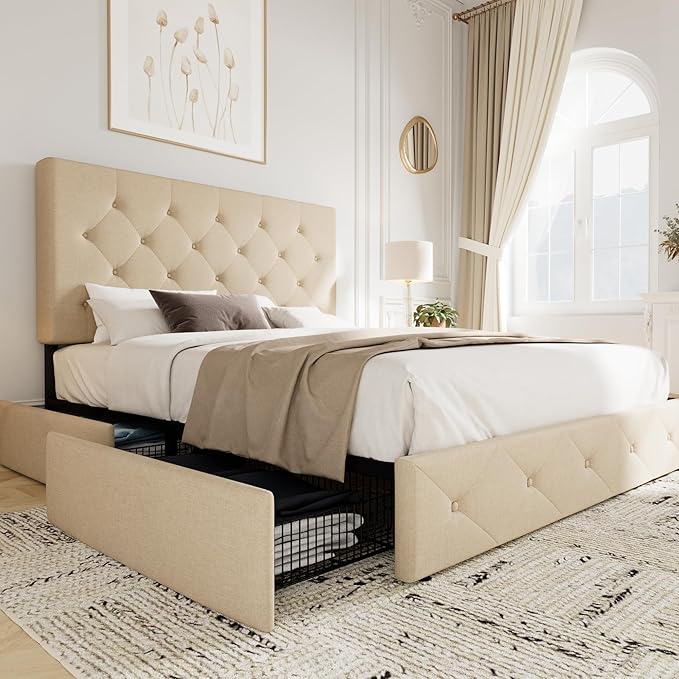 Allewie Upholstered Full Size Platform Bed Frame