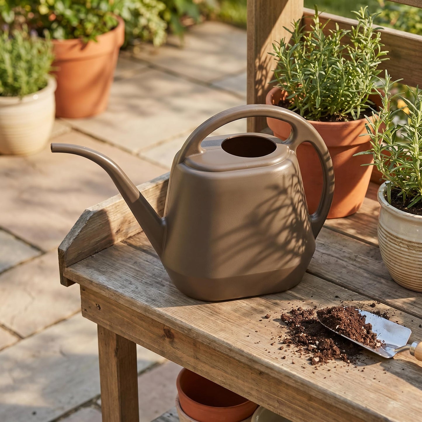 Fasmov Plastic Watering Can, 1-Gallon, Deep Gray