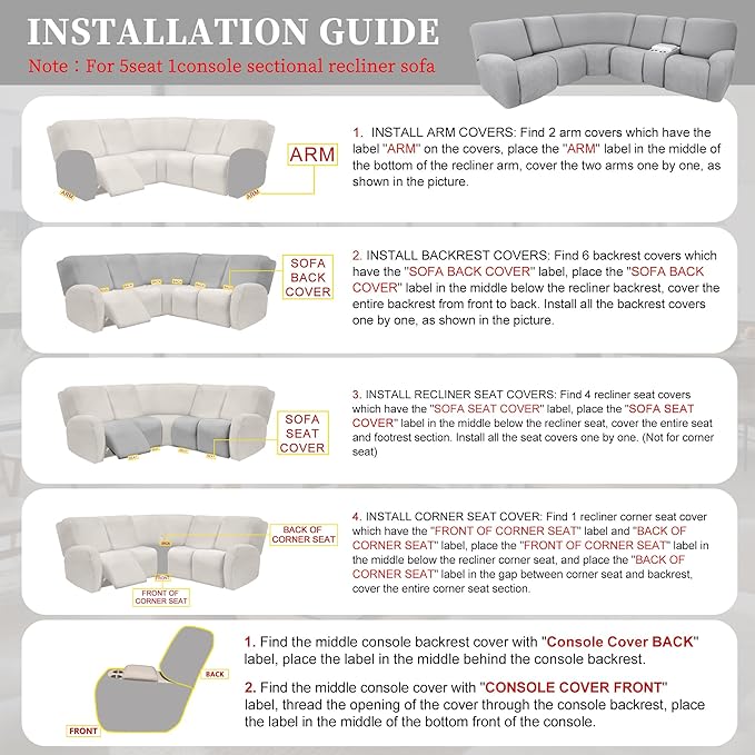 100% Waterproof Sectional Recliner Couch Covers