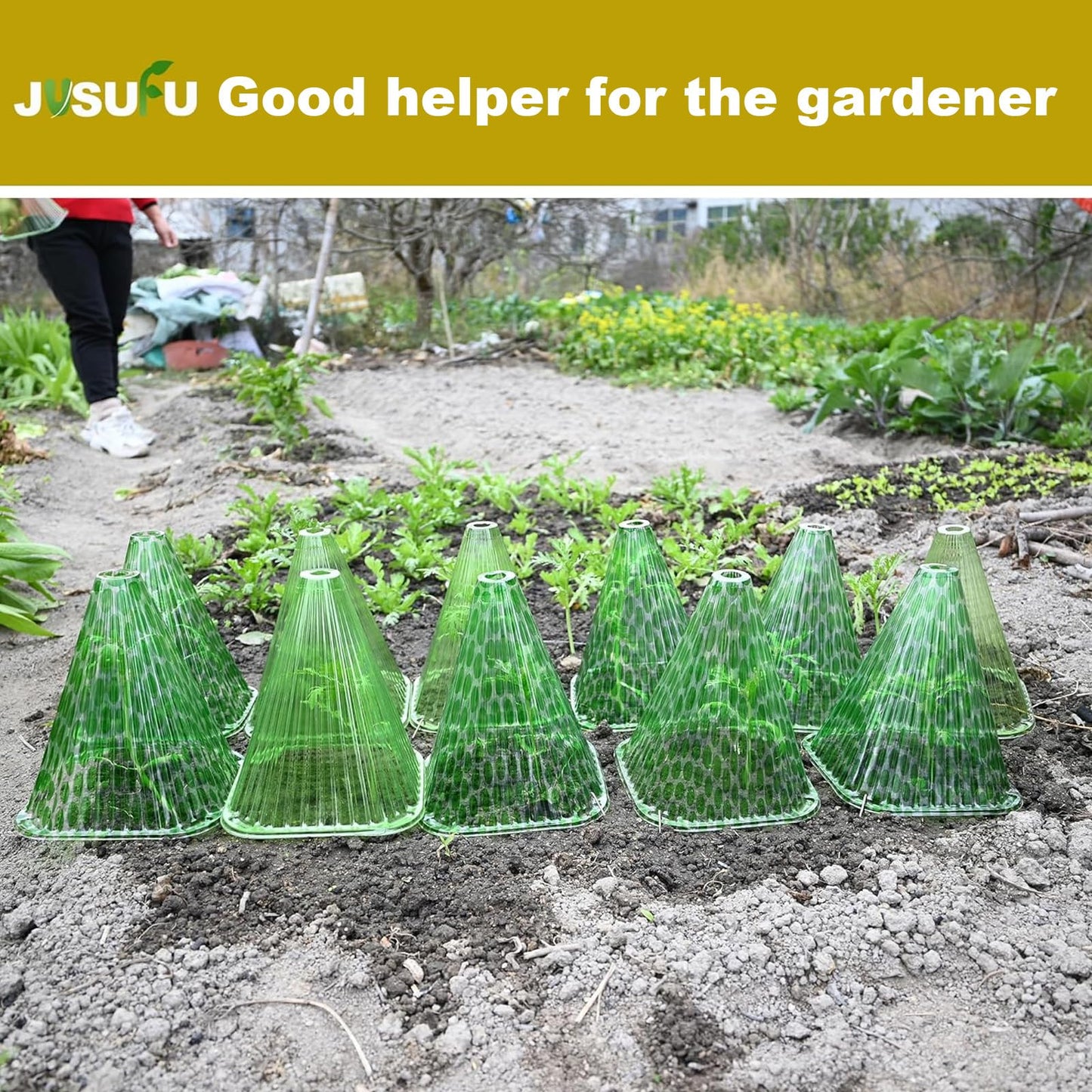 JUSUFU Garden Cloches for Plants,20 Pack Plant Covers Reusable Plant Bell Cover Protects Plants from Birds, Frost,Snails Etc.