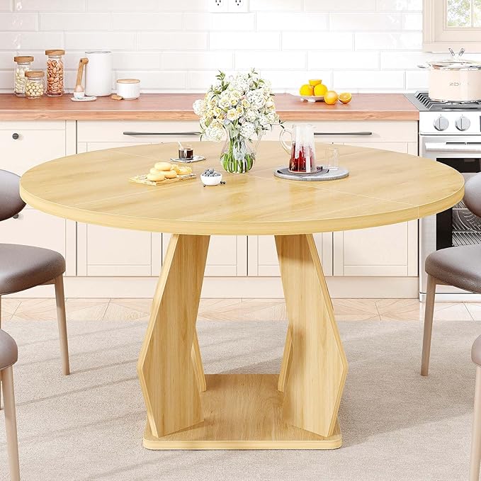 IBF Round Dining Table for 4-6 People, 47 Inches Dining Room Table
