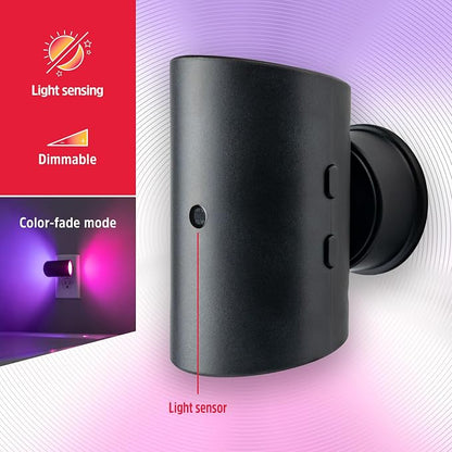 Energizer Night Light Plug in, Rotating, Dimmable, Color Changing, Modern Sconce LED Nightlight Plug into Wall, Dusk to Dawn Sensor, Adults, Kids, Bedroom, Bathroom, Hallway, Kitchen, 85615