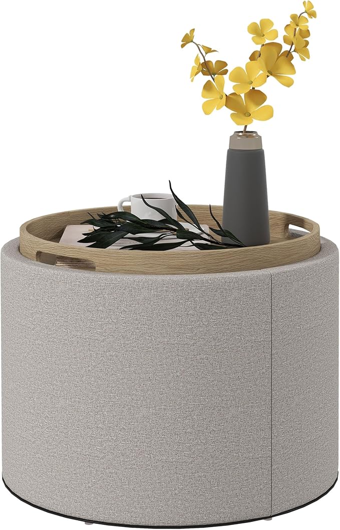 HOMCOM Round Storage Ottoman