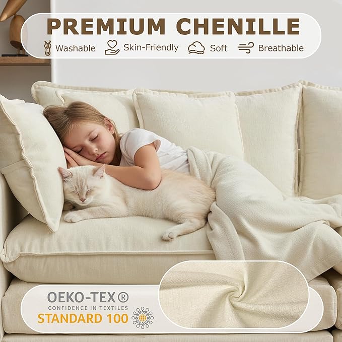 113” Modular Sectional Sofa, L Shaped Cloud Couch