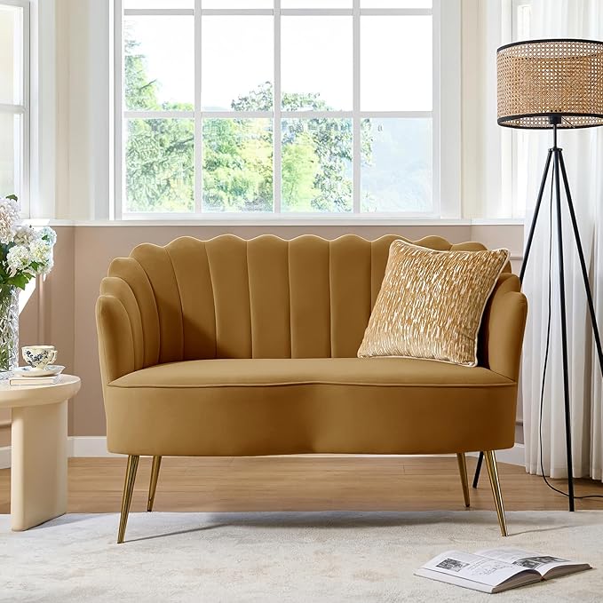 HULALA HOME Modern Velvet Loveseat Sofa