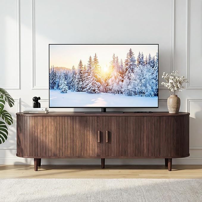 65" Mid Century Modern TV Stand, Wood TV Consoles
