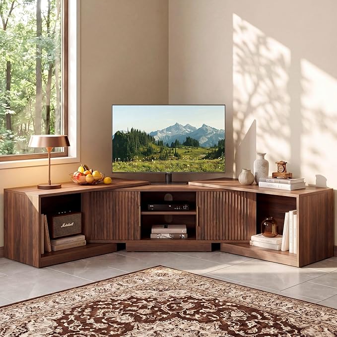 IRONCK TV Stand for 55-80 Inches TVs, Extendable Corner Entertainment Center