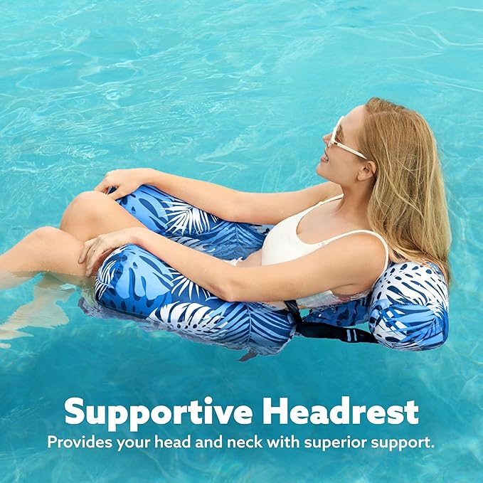 SLOOSH Inflatable Pool Floats Adult, 2 Packs Floating Lounge Chairs, Blow up