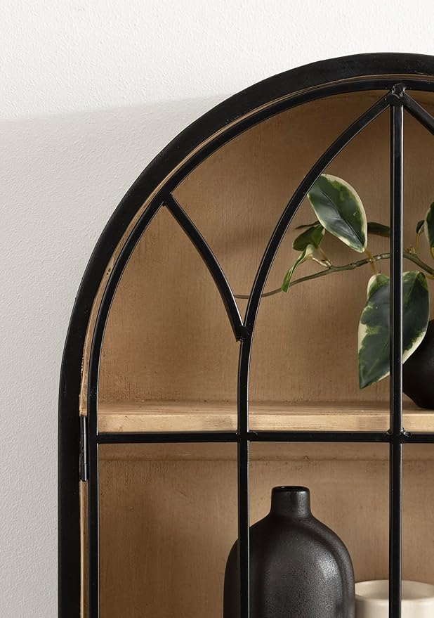 Kate and Laurel Megara Decorative Wooden Hanging Arched Wall Cabinet