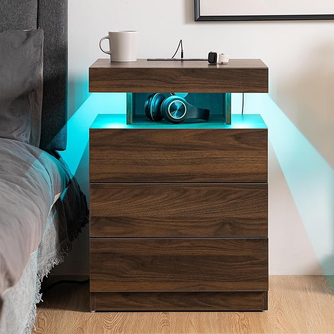 HOMMPA Set of 2 Rustic Brown Nightstands