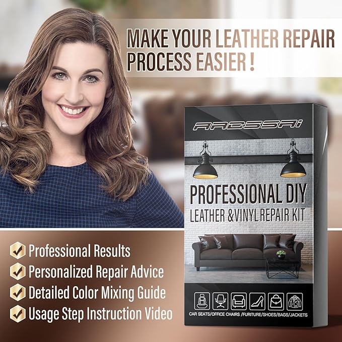 Leather Repair Kit for Furniture, Car Seats and Purse. Vinyl Repair Kit. Super