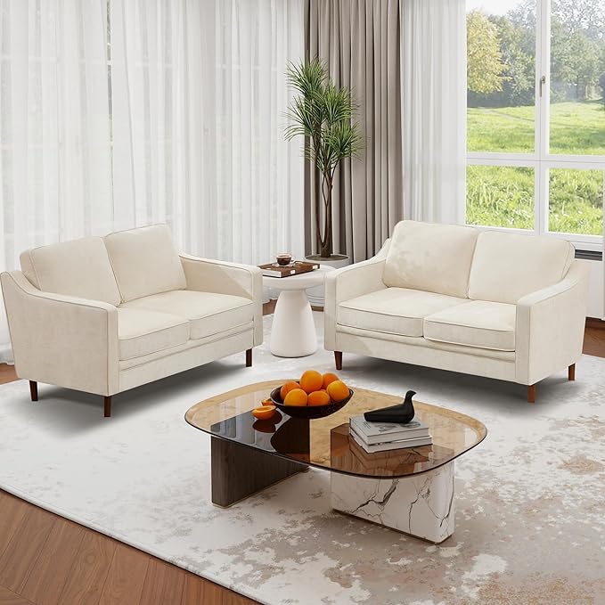 Kingfun 56" Chenille Sofa, Loveseat Couch, Mid Century Modern Love Seat Couches