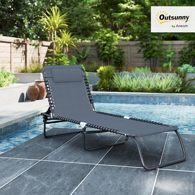 Outsunny Folding Chaise Lounge Chair, Patio Sun Tanning Chair, Outdoor Chaise