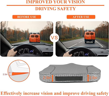 kingphenix Premium Car Seat Cushion, Memory Foam Driver Seat Cushion to Improve Driving View- Coccyx & Lower Back Pain Relief - Seat Cushion for Car, Truck, Office Chair (4D Mesh Gray)