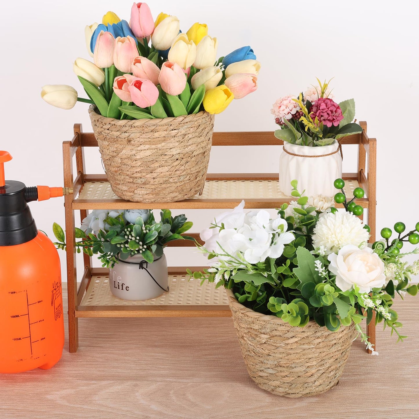 10 PCS Seagrass Plant Baskets with Plastic Liners, Woven Planter Basket Set for Indoor and Outdoor Plants, Wicker Flower Pot Covers Plant Container sand Storage Baskets for Home and Farmhouse Decor