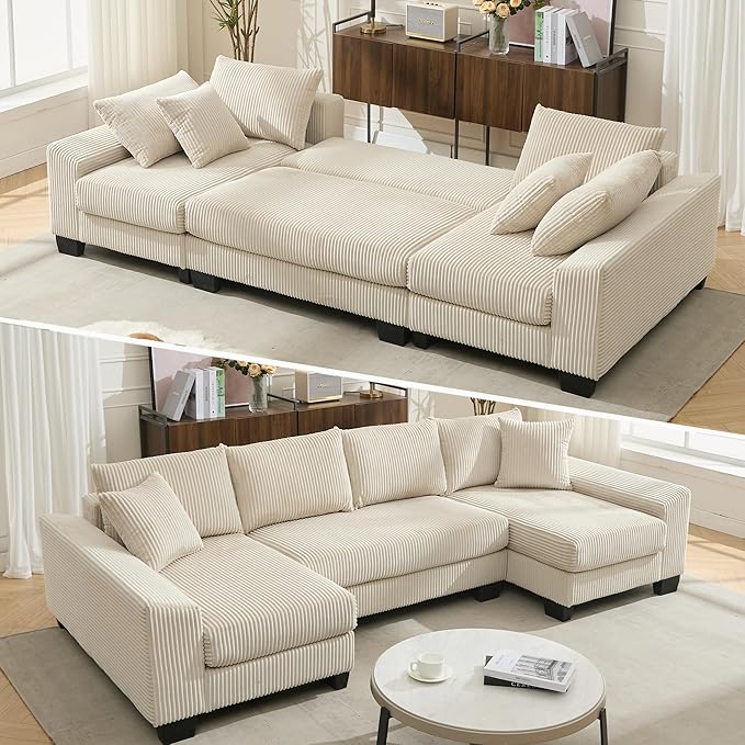 114" Sectional Couches with Pull Out Bed
