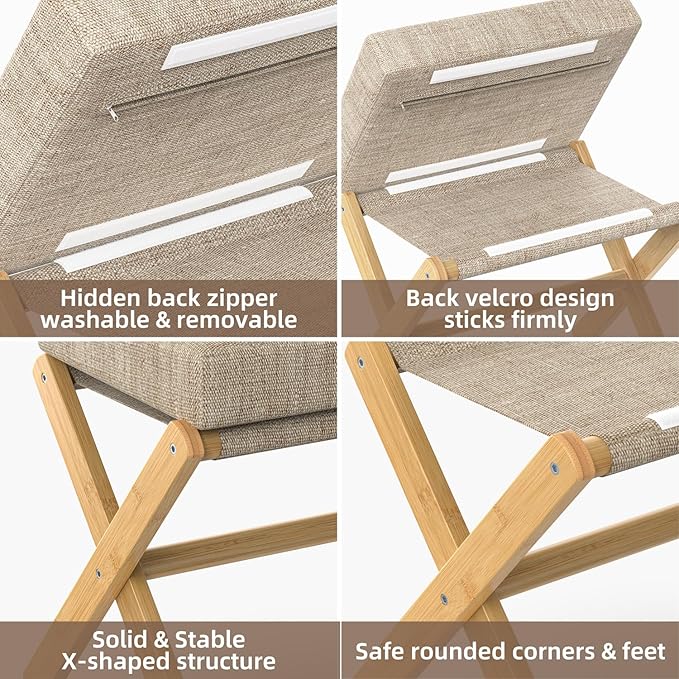 BAMBOOHOMIE Foldable Foot Stool Ottoman, Modern Foot Rest