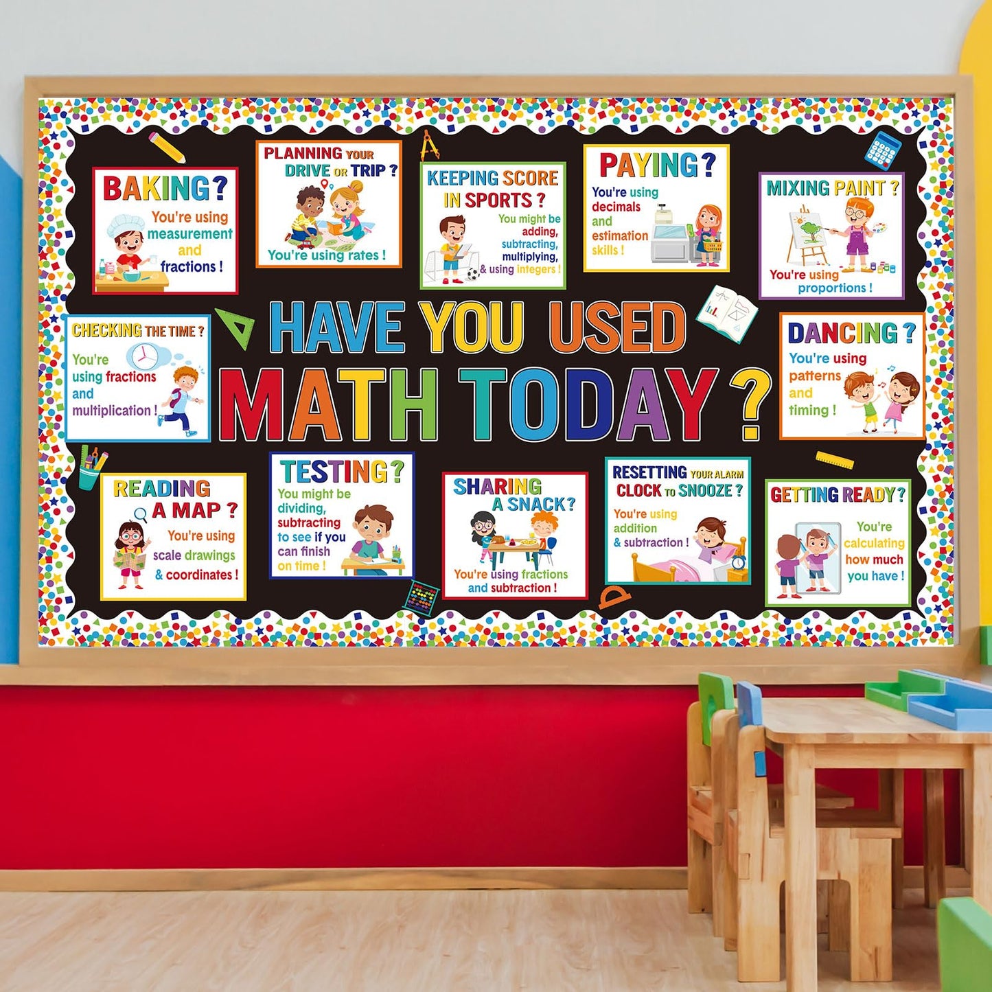 Pajean 85 Pcs Math Bulletin Board Set Math Posters Classroom Decorations for Elementary Middle High School Mathematics Education Posters Teacher Supplies (Boho)