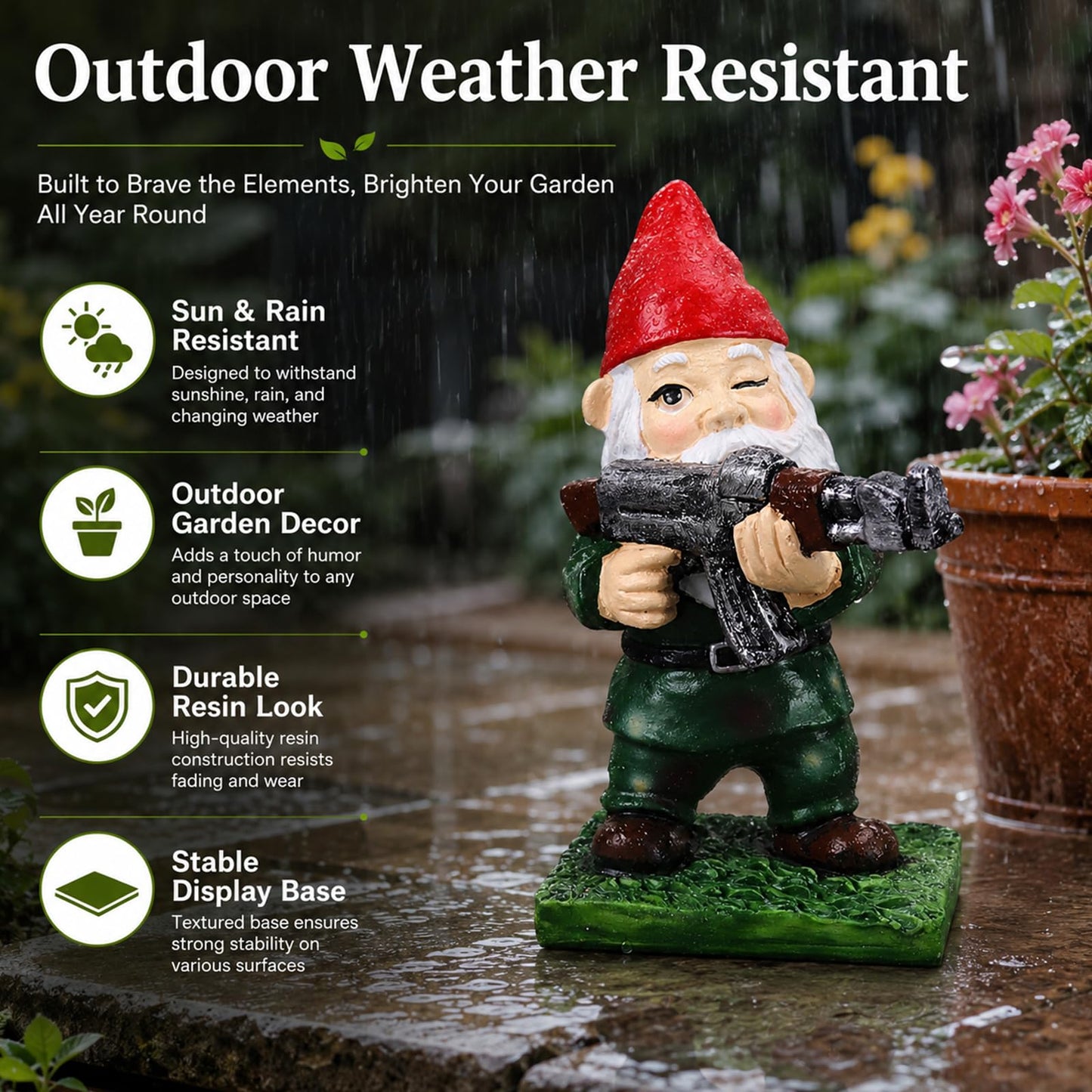 nezababy Military Garden Gnomes with Guns Funny Army Gnomes Outdoor Statues Naughty Desktop Indoor Outdoor Lawn Yard Decorations (F)