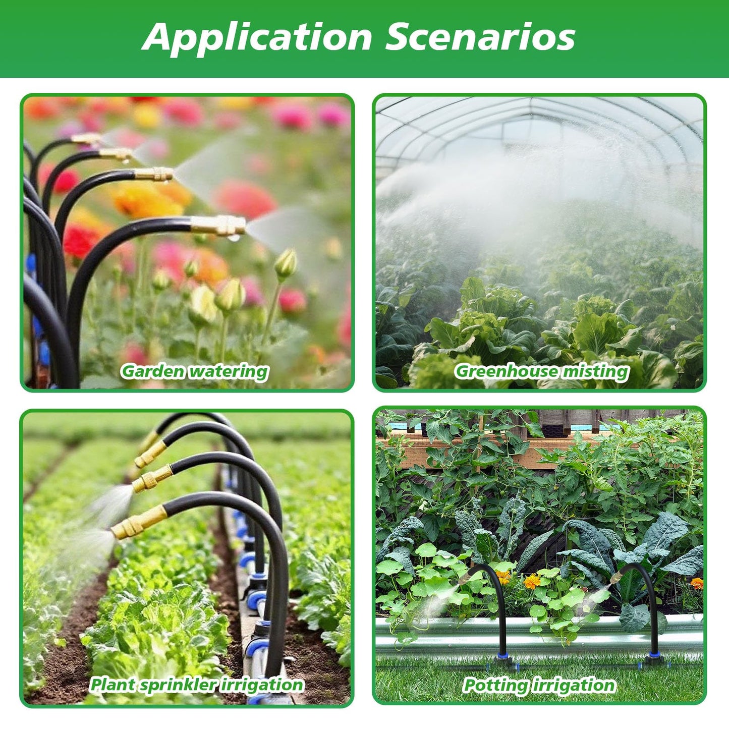 360° Adjustable Drip Irrigation System - Garden Watering System 50FT with 15 Nozzles, Drip Irrigation Kit for Garden, Yard, Lawn, Greenhouse, Plants, 5/16 inch Hose