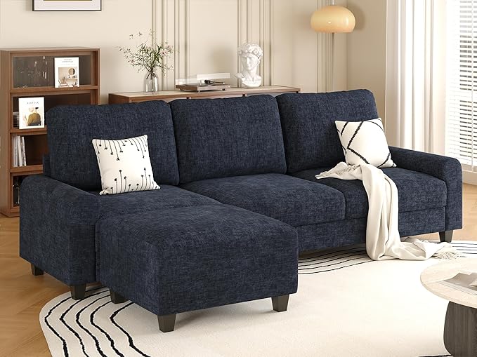 EASE MOOSE 100" Chenille L-Shaped Sectional Sofa, Modern Deep Seat Modular Couch