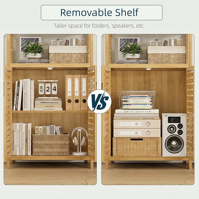HIFIT 2 Set Tall Shelf Unit Bamboo Storage Cabinet