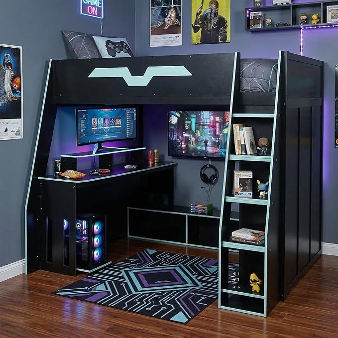 Full Size Wood Esports Loft Bed