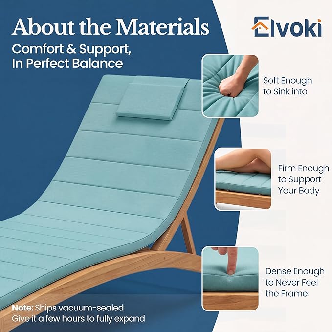 Quilted Chaise Lounge Outdoor Patio Furniture Cushions | Water-Resistant Patio