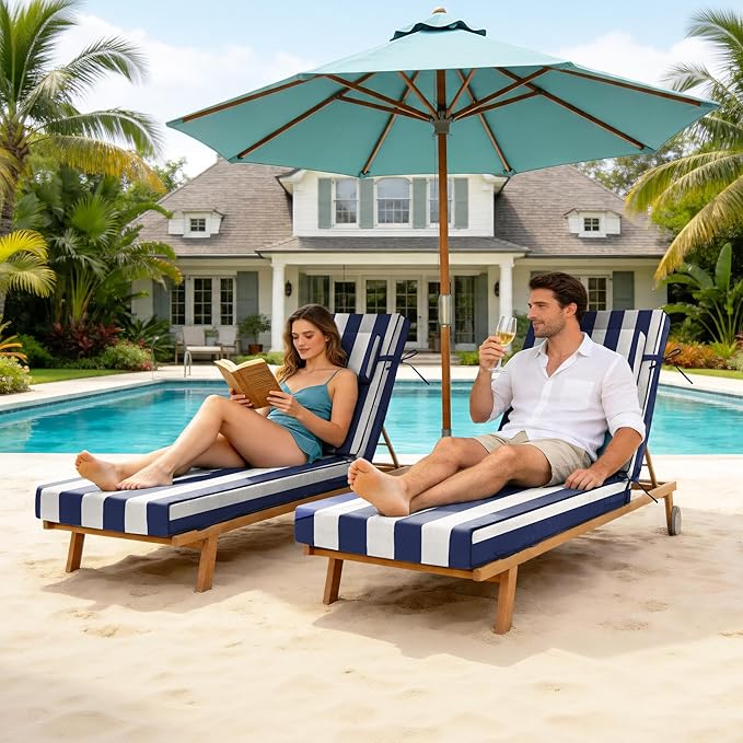 Chaise Lounge Cushions Outdoor 72x21x6 Inch, Fade Resistant 6'' Thicken Outdoor