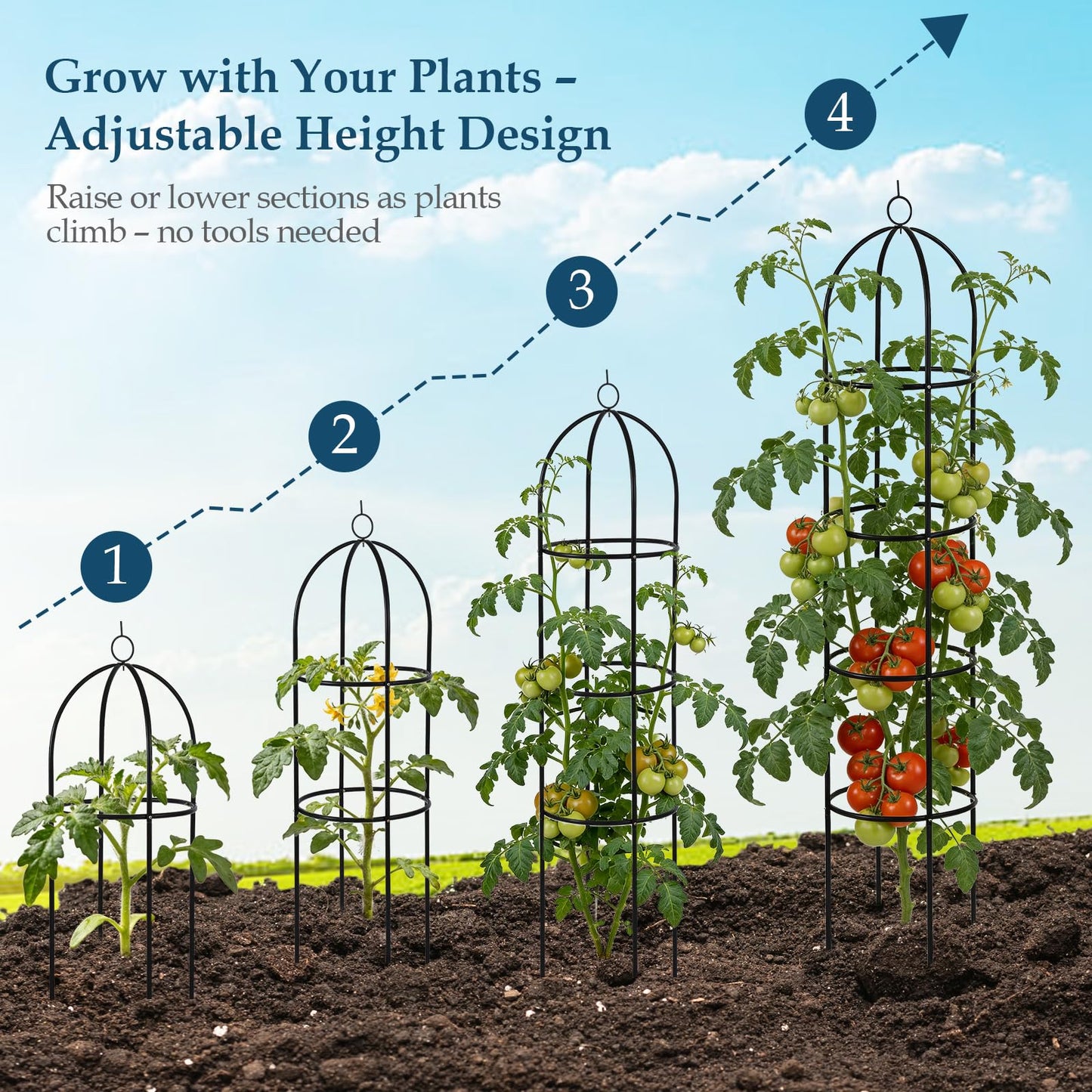 DEVISEFUN 100% Metal 6.6ft Obelisk Trellis for Climbing Plants Outdoor 2PK, Garden Tower Trellis for Potted Plants Indoor with Twist Tie and Butterflies, Plant Support for Clematis Tomato Cucumber