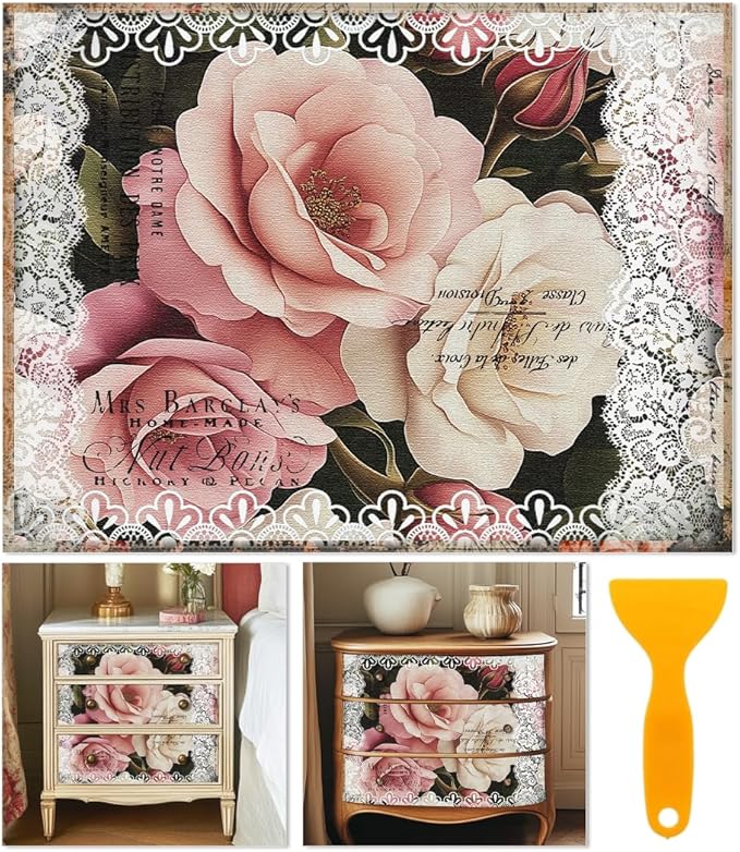 6 Sheets Roses Rub on Transfers