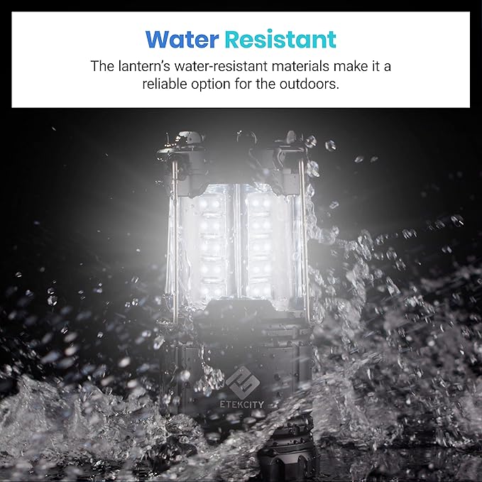 Etekcity Lantern Camping Essentials Lights, Led Flashlight for Power Outages, Battery Operated Lamp for Emergencies, Survival Gear, Hurricane Preparedness Items, Water Resistant, 2 Pack, Black