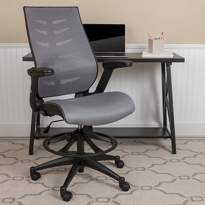 Flash Furniture Kale High Back Dark Gray Mesh Spine-Back Ergonomic Drafting