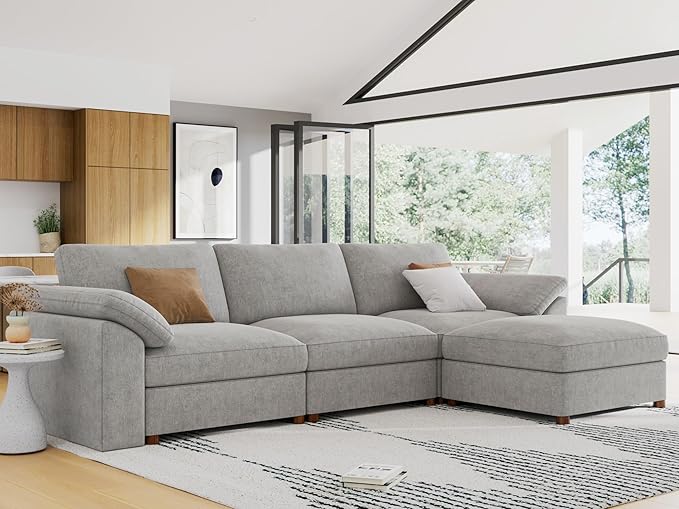 EASE MOOSE Oversized L Shape Sectional Modular Sofa, Wide Deep seat Sectional