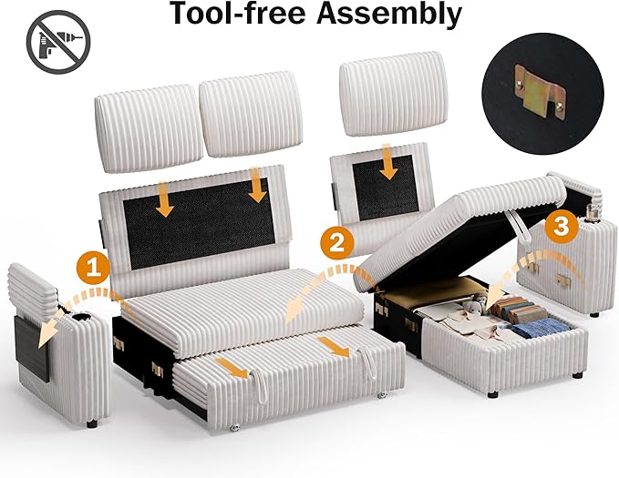 Vipbear 86" Modular Sectional Sleeper Sofa
