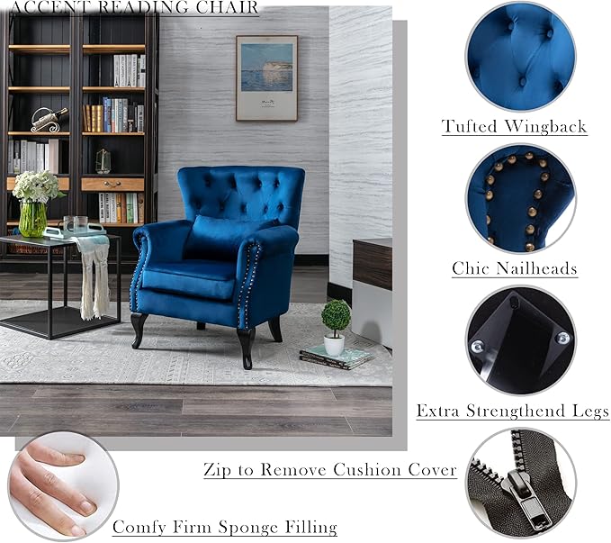 Mid Century Modern Accent Chair Upholstered Armchair Comfy Velvet Fabric Single