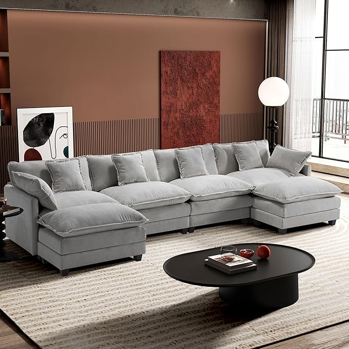 Ihanherry 146" U-Shaped Modern Sofa Modular Sectional Cloud Couch