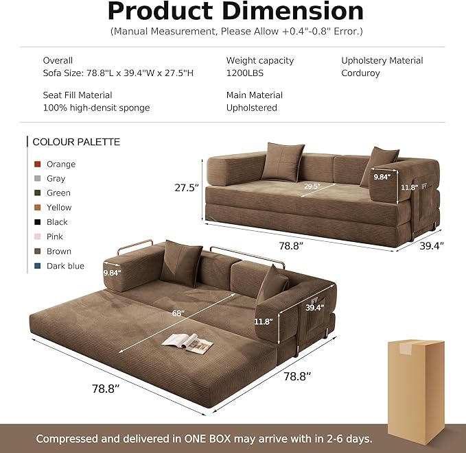 MoonSpeak 78.8''Sleeper Couch Bed