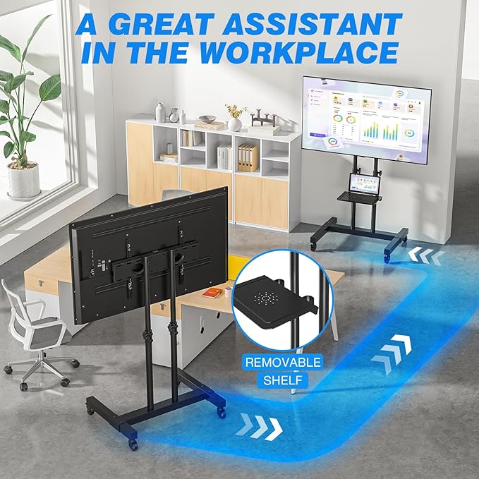 Rfiver Mobile TV Cart Rolling TV Stand